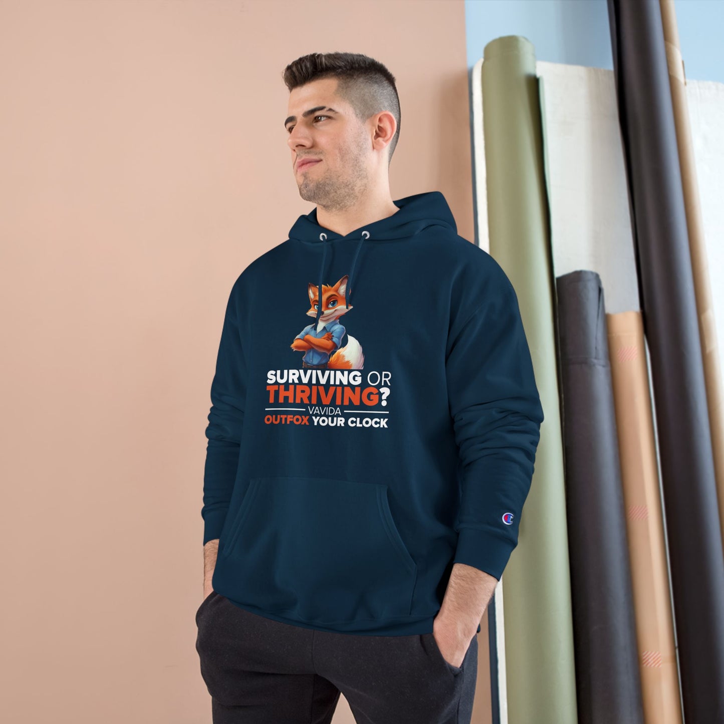 Vavida Clockbusters Champion Hoodie – CEO of Cozy (dark blue)